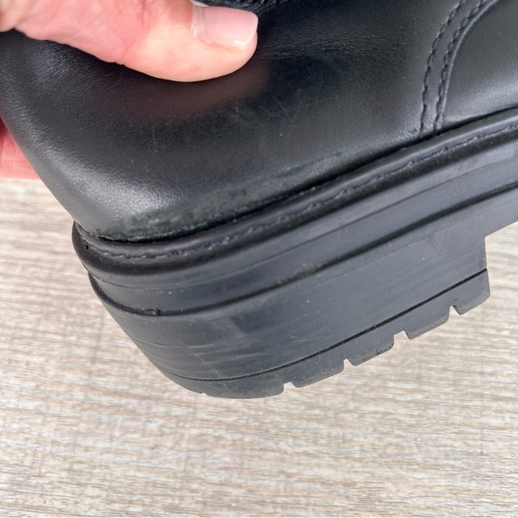 STEVE MADDEN Aiken Tall COMBAT BOOTS womens 9 Black Leather Goth Grunge Moto - Picture 15 of 16